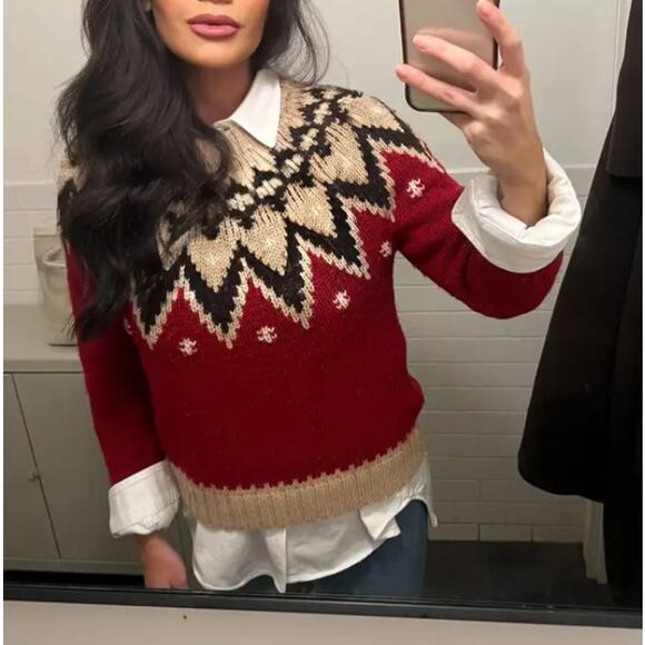 Polo Ralph Lauren Red Fair Isle Sweater XS Ski Wool Alpaca Designer Nordic $428 - Picture 4 of 9